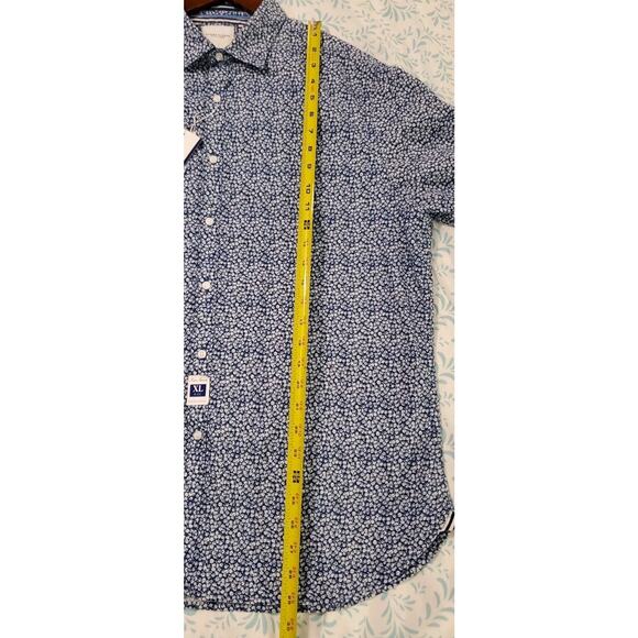 Men's XL Denim & Flowers Blue White Floral Button-down Shortsleeved Shirt Tags - Picture 12 of 15